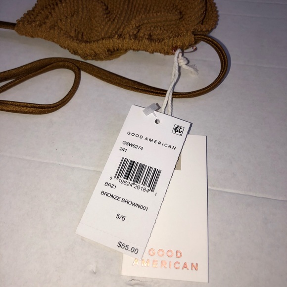 Good American Tiny Ties Bikini Top Swimsuit in Bronze - Size 5/6 XXL- NWT set - Picture 12 of 16